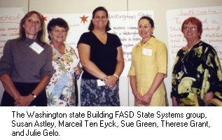 Photo of the Washington state Building FASD State Systems group, Susan Astley, Marceil Ten Eyck, Sue Green, Therese Grant, and Julie Gelo.