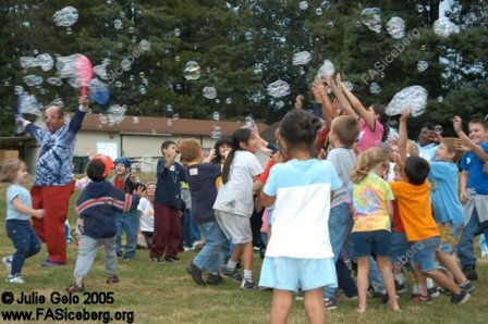 Picture of kids playing with bubbles